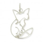 Charm in Sterling Silver 925 origami fox 23 mm x1
