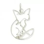 Charm in Sterling Silver 925 origami fox 23 mm x1