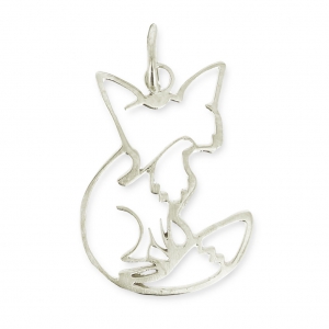 Charm in Sterling Silver 925 origami fox 23 mm x1