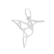 Charm in Sterling Silver 925 origami hummingbird 19 mm x1