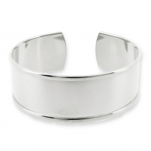 Brass bracelet base with curved edge 21x160mm Silver tone  x1