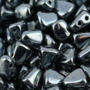 Czech Galss beads 2 Holes  Nib-Bit 6x5 mm Jet Hematite x10g|raw }}