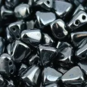 Czech Galss beads 2 Holes  Nib-Bit 6x5 mm Jet Hematite x10g