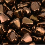 Czech Galss beads 2 Holes  Nib-Bit 6x5 mm Dark Bronze x10g|raw }}