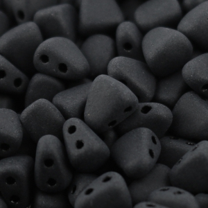 Two holes Czech glass beads Nib-Bit 6x5 mm - Jet Mat x10g