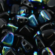 Czech Galss beads 2 Holes  Nib-Bit 6x5mm Jet AB x10g|raw }}