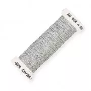 Metalized thread for Luneville embroidery Sextant braided 4 Silver (001) x10m