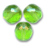 Fire Polished faceted round beads 12mm Yellow Peridot x5
