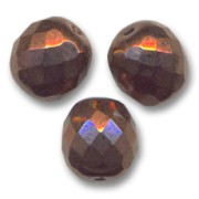 Fire Polished faceted round beads 10mm Dark Bronze x10