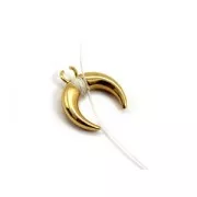 Metal charm half-moon or horn to be customized 15mm Rosegold tone x1