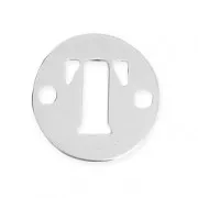 Round spacer 2 holes Letter T 8.5 mm 925 Silver x1