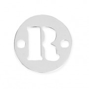 Round spacer 2 holes Letter R 8.5 mm 925 Silver x1|raw }}