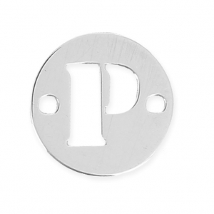 Round spacer 2 holes Letter P 8.5 mm 925 Silver x1