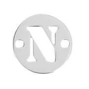 Round spacer 2 holes Letter N 8.5 mm 925 Silver x1