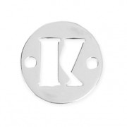 Round spacer 2 holes Letter K 8.5 mm 925 Silver x1|raw }}
