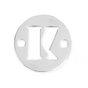 Round spacer 2 holes Letter K 8.5 mm 925 Silver x1