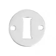 Round spacer 2 holes Letter I 8.5 mm 925 Silver x1