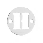Round spacer 2 holes Letter H 8.5 mm 925 Silver x1
