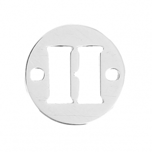 Round spacer 2 holes Letter H 8.5 mm 925 Silver x1