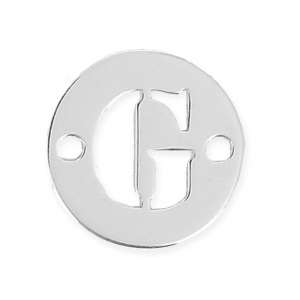 Round spacer 2 holes Letter G 8.5 mm 925 Silver x1
