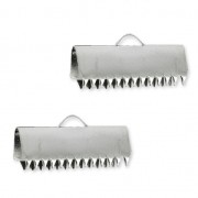 20mm stainless steel Ribbon crimp ends x2