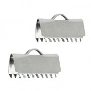 15mm stainless steel Ribbon crimp ends x4