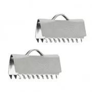 15mm stainless steel Ribbon crimp ends x4