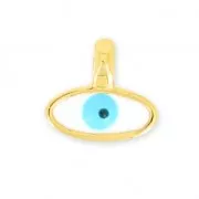 Lucky Eye epoxy resin pendant 7 mm Türkis/fine Gold plated  x1