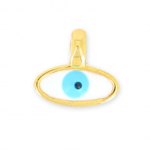 Lucky Eye epoxy resin pendant 7 mm Türkis/fine Gold plated  x1