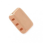 3 holes Rectangle Cord End for a 10mm lace and a bead weaving - Rose Gold Tone x1