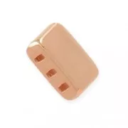 3 holes Rectangle Cord End for a 10mm lace and a bead weaving - Rose Gold Tone x1