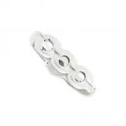 Double crimp ends with 3 holes for beadweaving and cord 1.5mm Silver tone