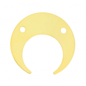 Metal spacer 2 holes half-moon or horn 30 mm fine Gold plated x1