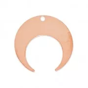 Metal pendant half-moon or horn 20 mm Pink gold tone x1
