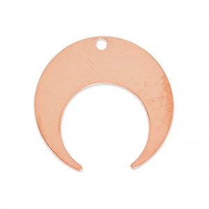 Metal pendant half-moon or horn 20 mm Pink gold tone x1