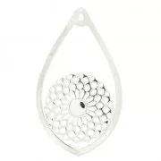 Drop pendant set 53.5x31 mm set 5817 6mm Fine silver plating x1