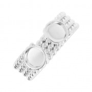 Brass ring with two flat back cabochon settings 6 mm Silver tone x1|raw }}
