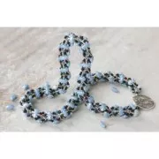 Pressed glass beads with 3 holes Cali Beads 3x8mm Jet Azuro x30