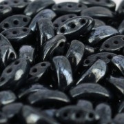 Pressed glass beads with 3 holes Cali Beads 3x8mm Jet Hematite x30|raw }}