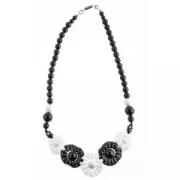 Pressed glass beads with 3 holes Cali Beads 3x8mm Jet Hematite x30