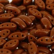 Pressed glass beads with 3 holes Cali Beads 3x8mm Light Chocolate x30