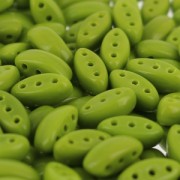 Pressed glass beads with 3 holes Cali Beads  3x8mm Opaque Olivine x30|raw }}
