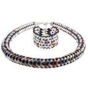 Pressed glass beads with 3 holes Cali Beads 3x8mm Chartreuse Silk x30