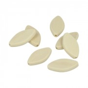 Set of 7 petal natural wood beads 15x30mm x1