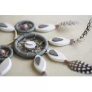 Set of 7 petal natural wood beads 15x30mm x1