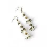 Set of 10 flat natural wood beads 40 mm x1