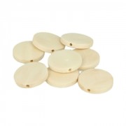 Set of 18 flat natural wood beads 25 mm x1