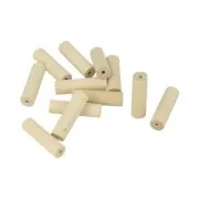 Set of 15 cylinder natural wood beads 30x9 mm x1