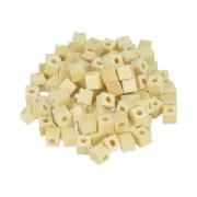 Set of 100 square natural wood beads 5 mm x1