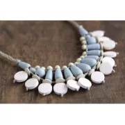 Set of 8 polygonal natural wood beads 16x11 mm x1